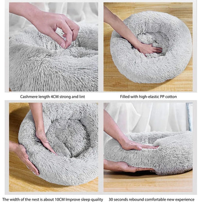 Fluffy Donut Calming Cat Bed