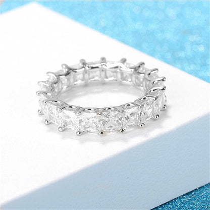 Crystal & Silvertone Princess-Cut Ring