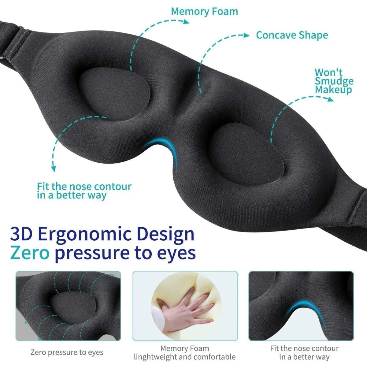 3D Contoured Memory Foam Sleep Eye Mask