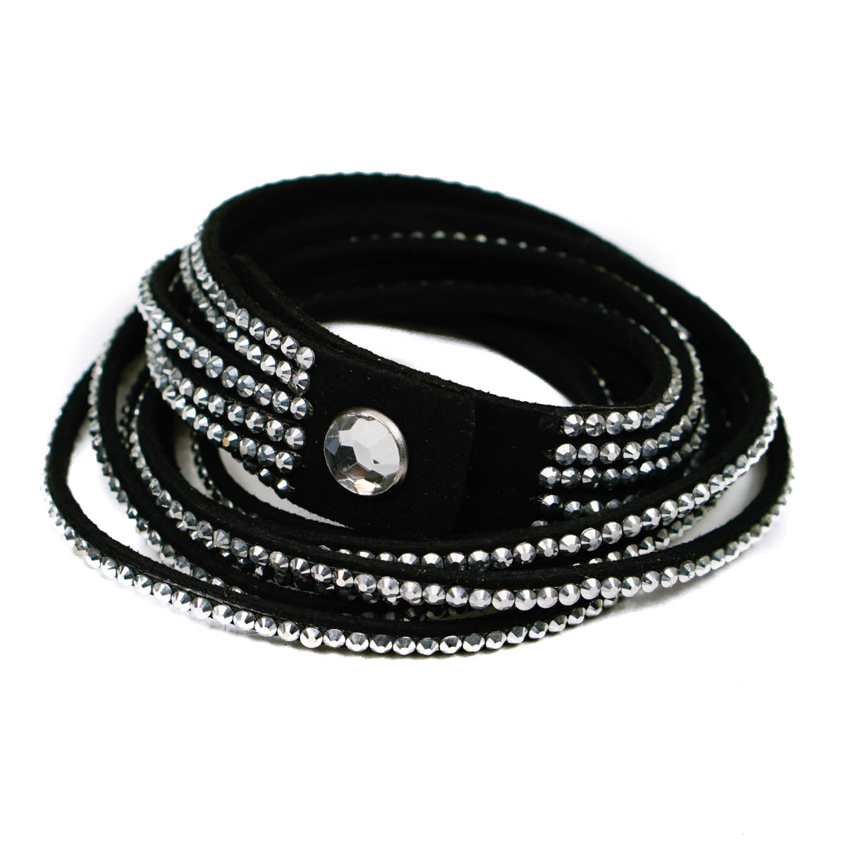 Black Crystal Studded Wrap Bracelet By Aeon
