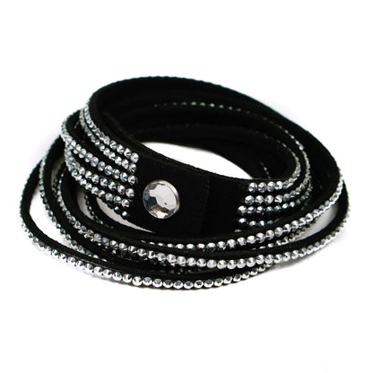 Black Crystal Studded Wrap Bracelet By Aeon