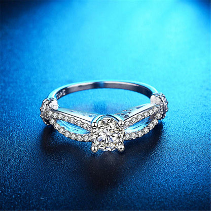 Crystal & Silvertone Filigree Ring