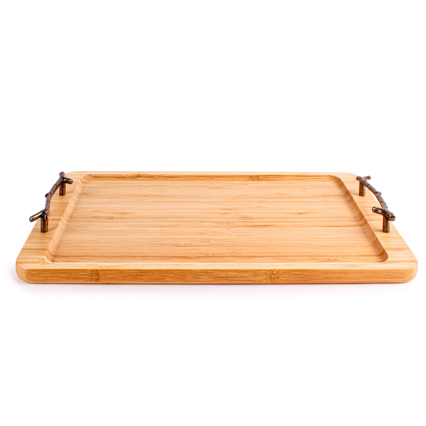 BergHOFF Bamboo Serving Tray with Wrought Iron Handles, 15.5"