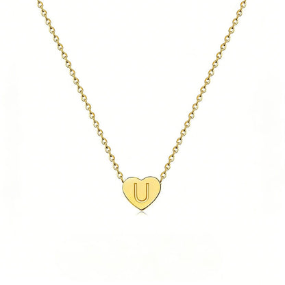 Dainty Initial Heart Necklace Personalized 26 Letters Available