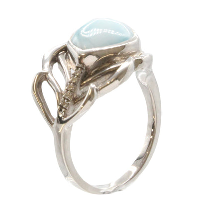 Larimar Stone Sterling Silver Willow Ring Size 8 By Marahlago