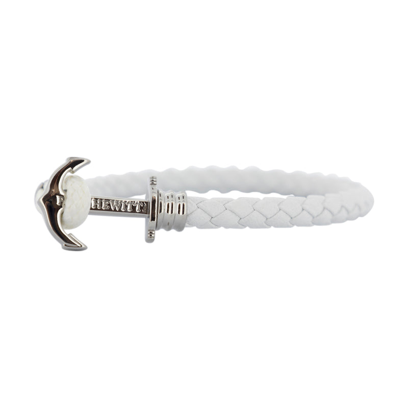 White Leather Anchor Bracelet For Men PHREP Lite By Paul Hewitt Size Large