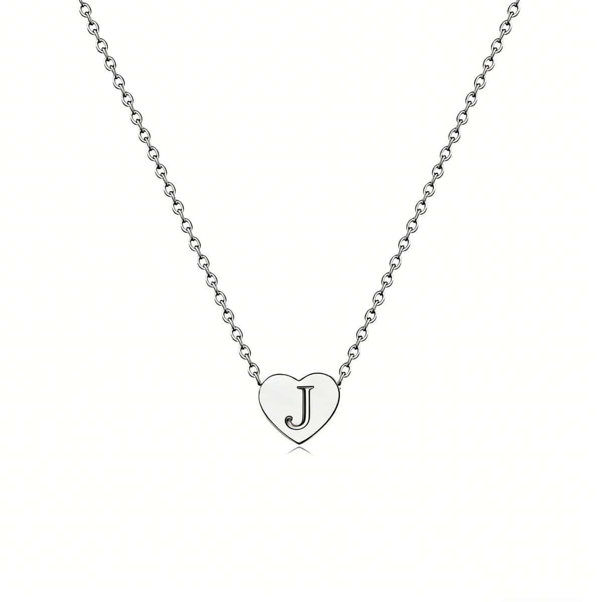 Dainty Initial Heart Necklace Personalized 26 Letters Available