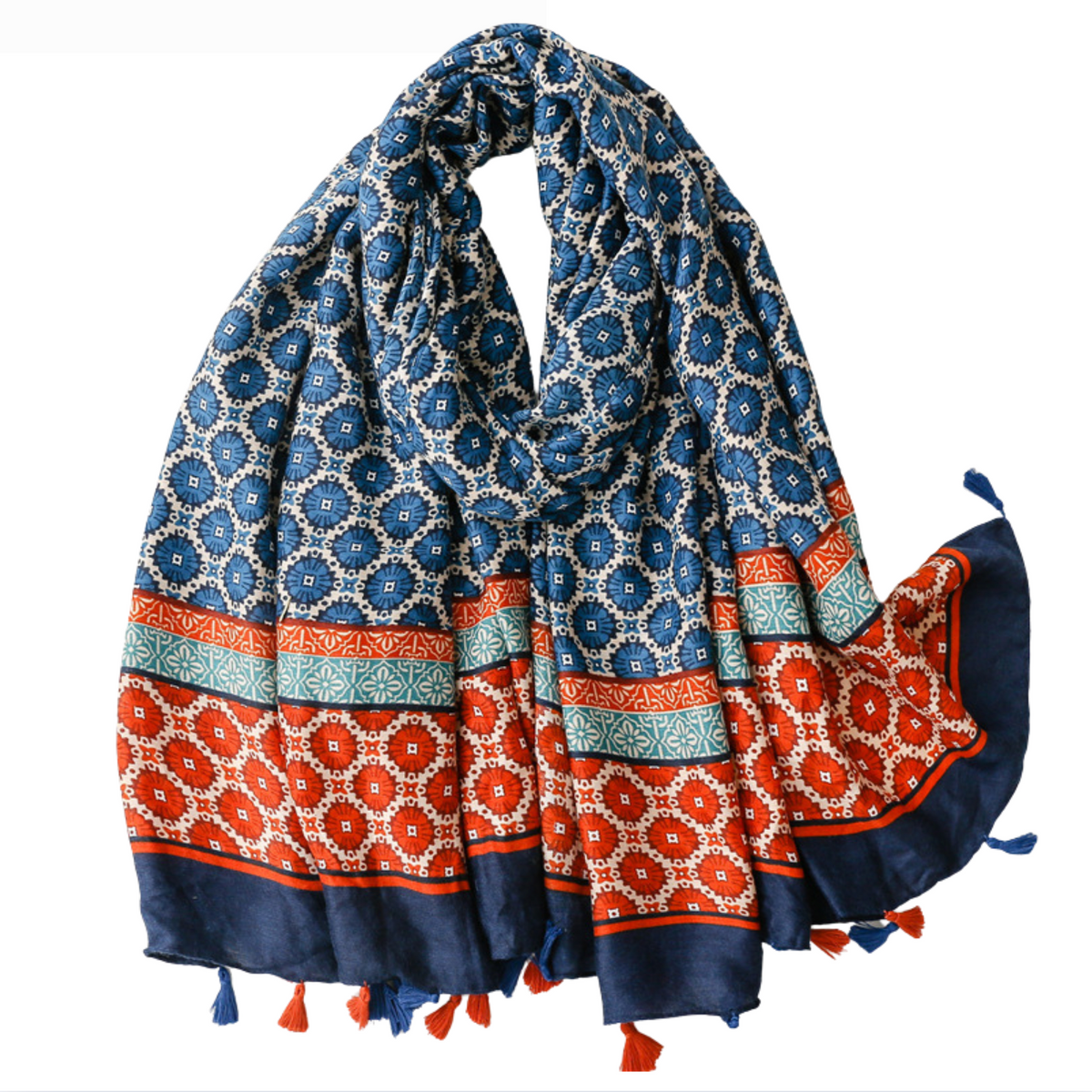 Circle Link Blue and Red Scarf