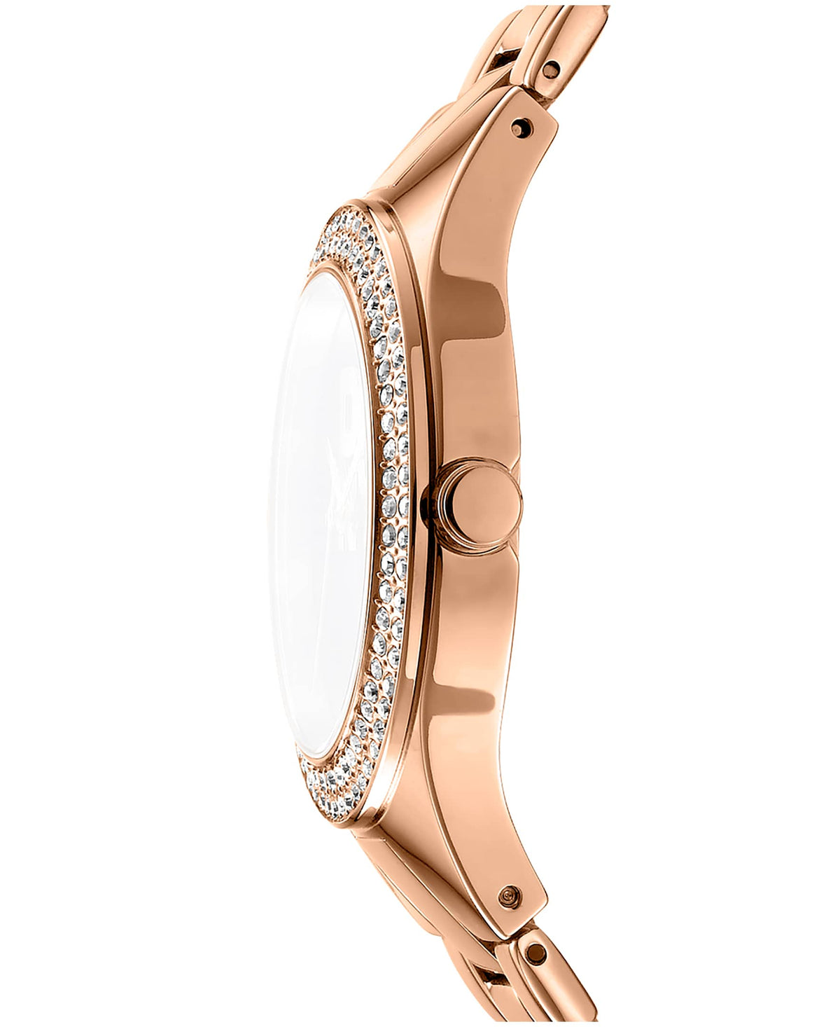 Dkny Women Watch, Rose Gold Color Case, Silver Dial, Rose Gold Color Metal Bracelet, 3 Hands, 5 Atm