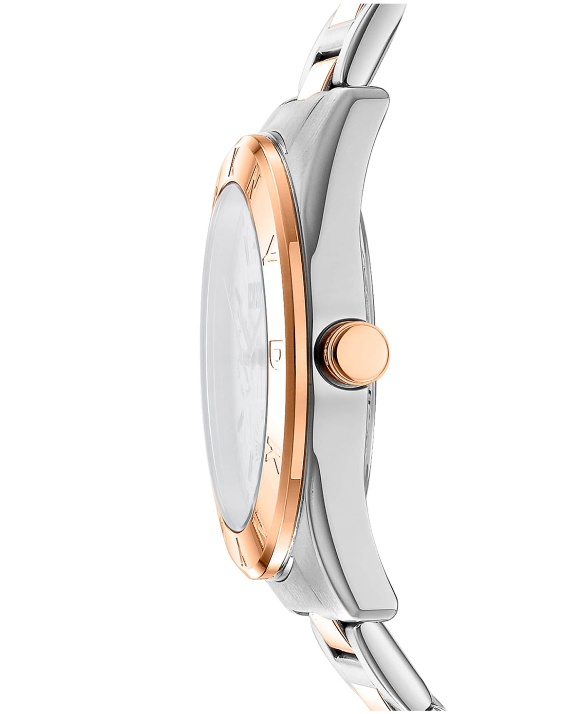Dkny Women Watch, Two Tone Silver & Rose Gold Color Case, Silver Dial, Two Tone Silver & Rose Gold Color Metal Bracelet, Multi-Function, 5 Atm