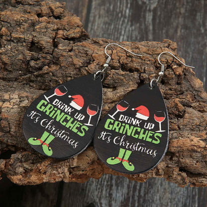 Black & Silvertone 'It's Christmas' Drop Earrings
