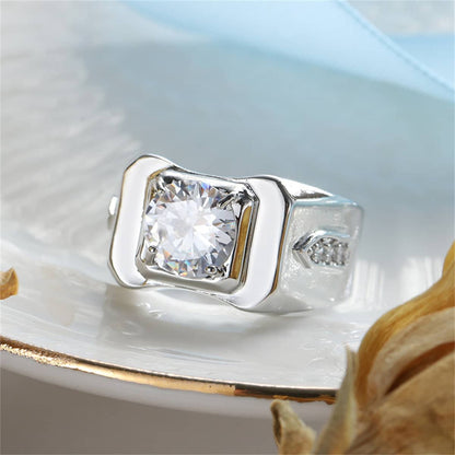 Crystal & Cubic Zirconia Round-Cut Square Illusion Ring