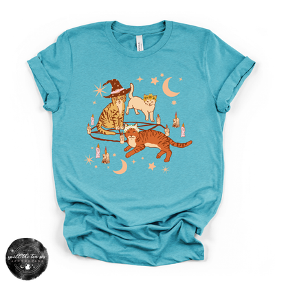 Cat Coven Cat Witch Tee | Witchy Cat Lover Graphic T-Shirt