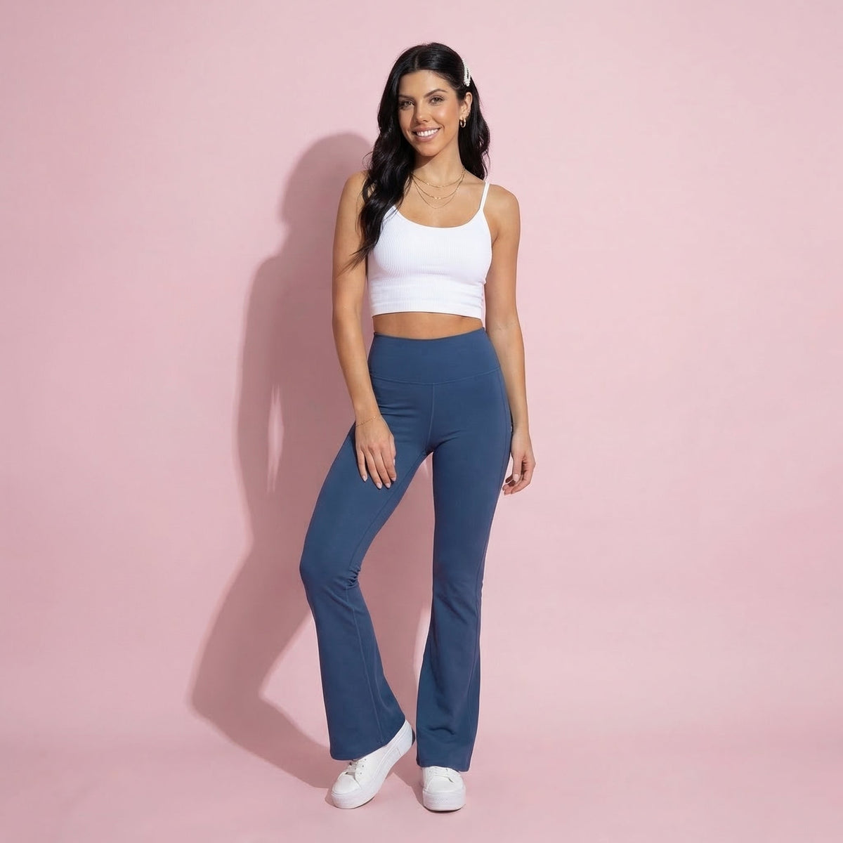 Anna-Kaci Active Women's High Waist Flare Leg Athletic Pants with Smooth Stretch Fabric and Contoured Supportive Fit for Comfortable Daily Movement