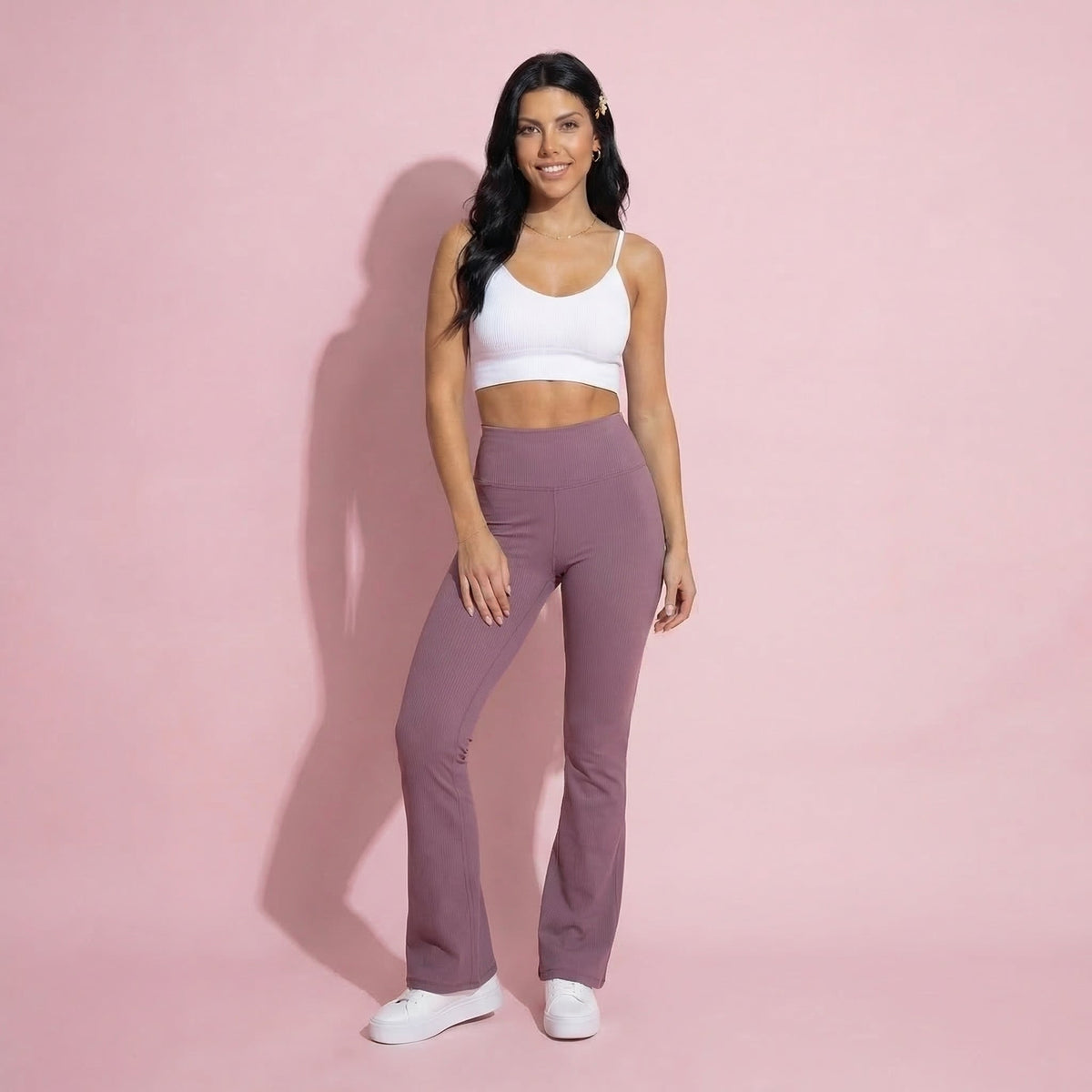 Anna-Kaci Active Women's High Waist Flare Leg Athletic Pants with Smooth Stretch Fabric and Contoured Supportive Fit for Comfortable Daily Movement