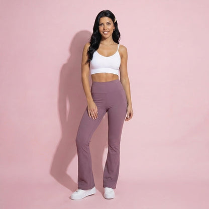 Anna-Kaci Active Women's High Waist Flare Leg Athletic Pants with Smooth Stretch Fabric and Contoured Supportive Fit for Comfortable Daily Movement