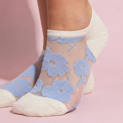 Anna-Kaci Women's 3-Pair Sheer No Show Socks Floral Pattern Lightweight Soft Knit Comfortable Everyday Sock Set
