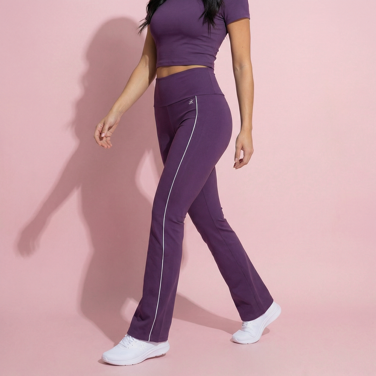 Anna-Kaci Active Women's High Waist Flared Leggings with Contrast Seam Detail and Stretch Fabric