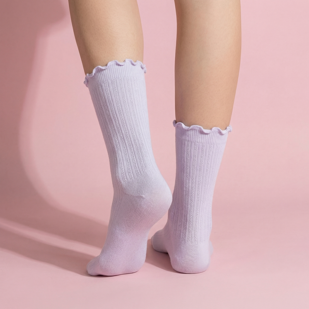 Anna-Kaci Women's 4-Pair Pack Soft Ribbed Ankle Socks with Ruffled Edge Trim Lightweight Knit Design in Multiple Color Combinations
