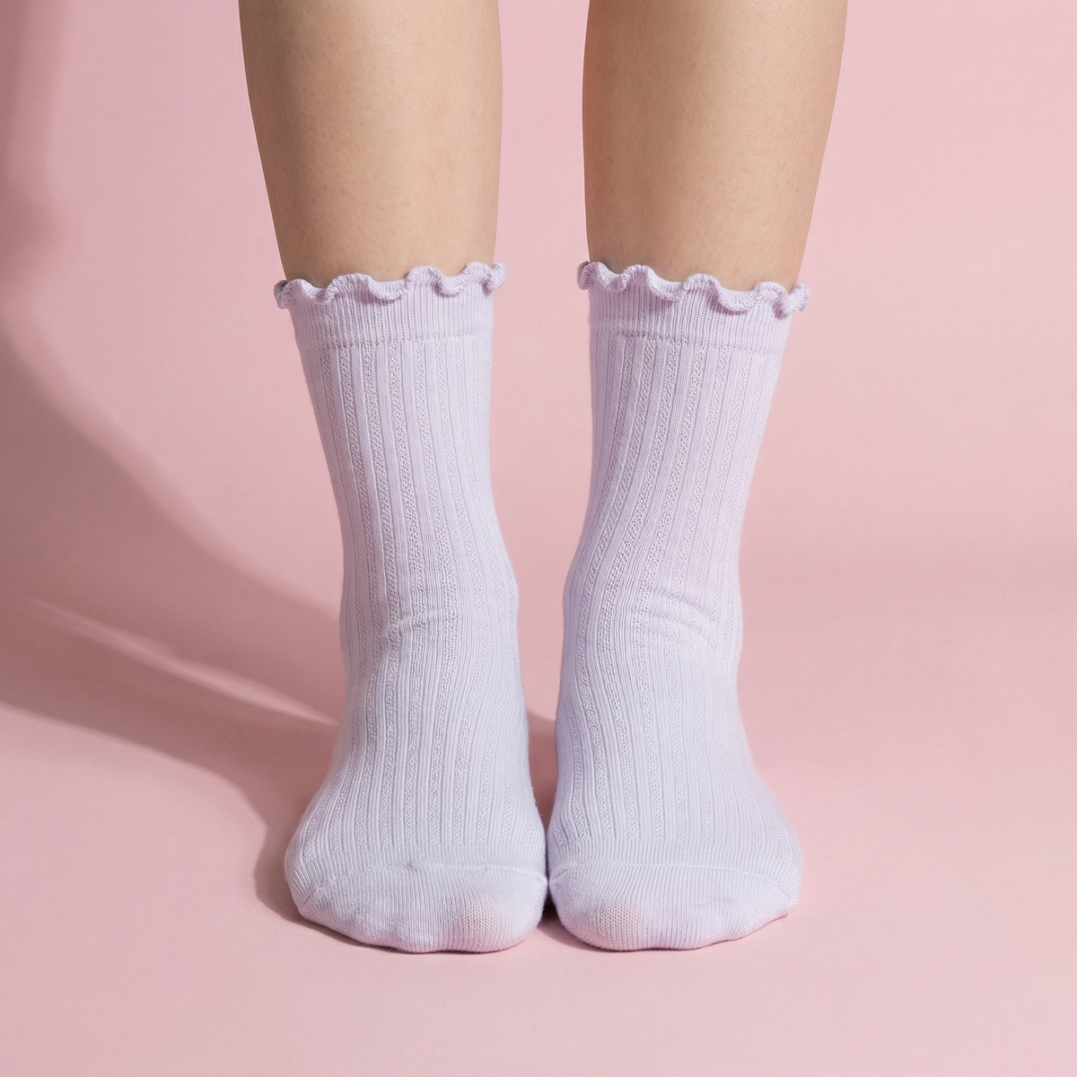 Anna-Kaci Women's 4-Pair Pack Soft Ribbed Ankle Socks with Ruffled Edge Trim Lightweight Knit Design in Multiple Color Combinations