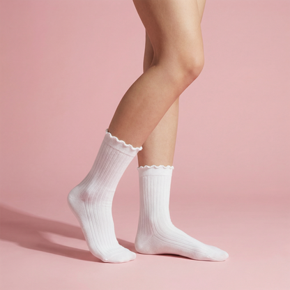 Anna-Kaci Women's 4-Pair Pack Soft Ribbed Ankle Socks with Ruffled Edge Trim Lightweight Knit Design in Multiple Color Combinations