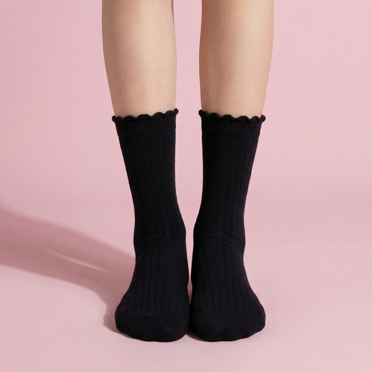 Anna-Kaci Women's 4-Pair Pack Soft Ribbed Ankle Socks with Ruffled Edge Trim Lightweight Knit Design in Multiple Color Combinations