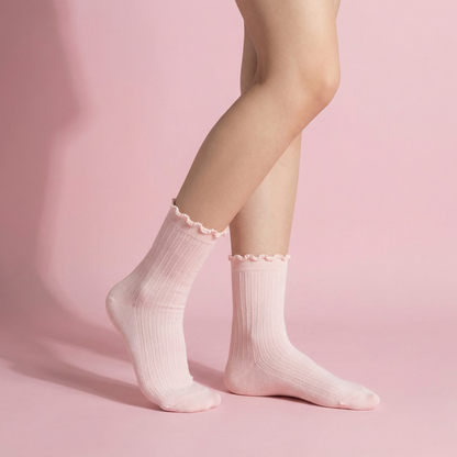 Anna-Kaci Women's 4-Pair Pack Soft Ribbed Ankle Socks with Ruffled Edge Trim Lightweight Knit Design in Multiple Color Combinations