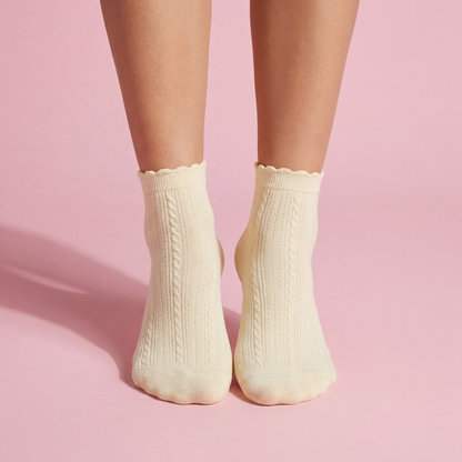 Anna-Kaci 5 Pairs Women's Ruffle Cuff Lace Knit Ankle Socks Breathable Soft Stretch Fabric with Multiple Color Options