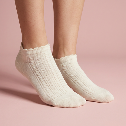 Anna-Kaci 5 Pairs Women's Ruffle Cuff Lace Knit Ankle Socks Breathable Soft Stretch Fabric with Multiple Color Options