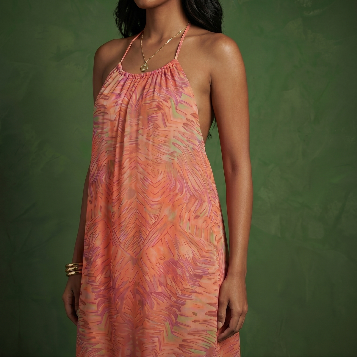 Anna-Kaci Women's Halter Maxi Dress with Open Back Tie Detail and Ruffle Hem