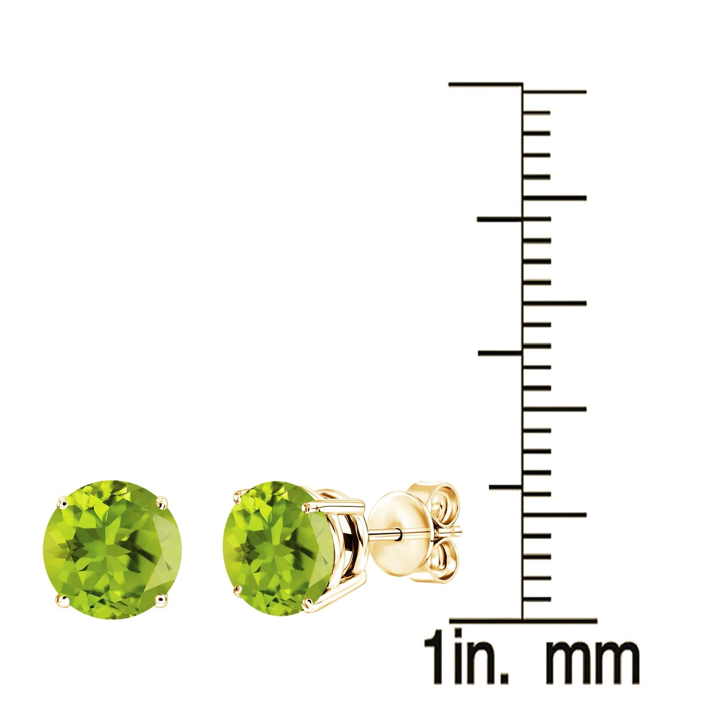 Gold over Sterling Silver Round Shape Natural Peridot Stud Earrings