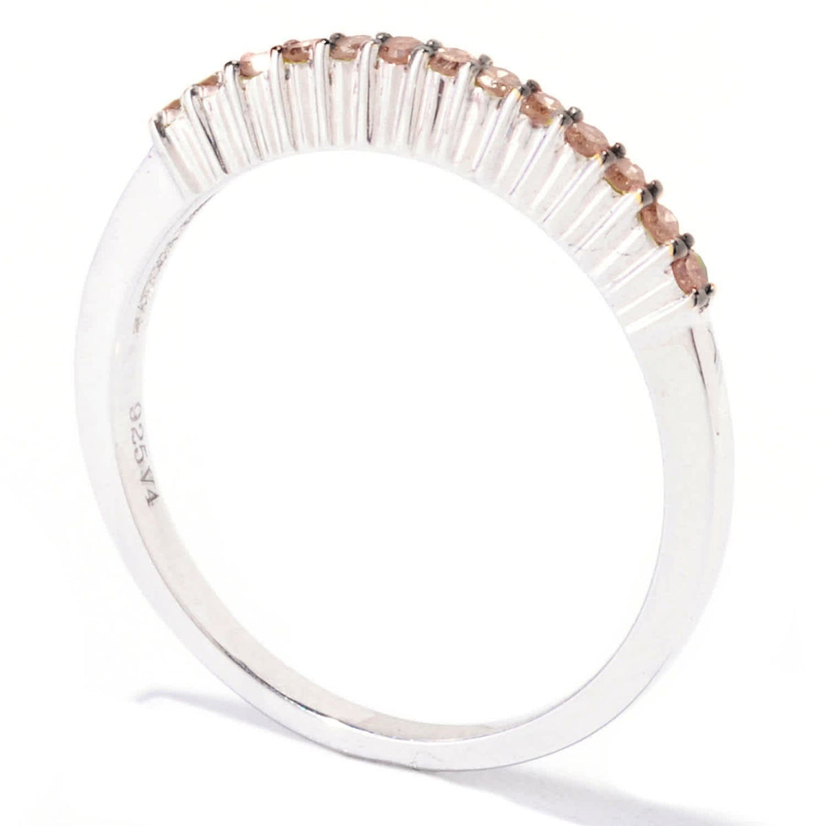 Sterling Silver Real Champagne Diamond Stakable Band Ring