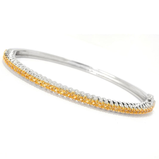 1.10CT Natural Citrine Sterling Silver Bangle Bracelet