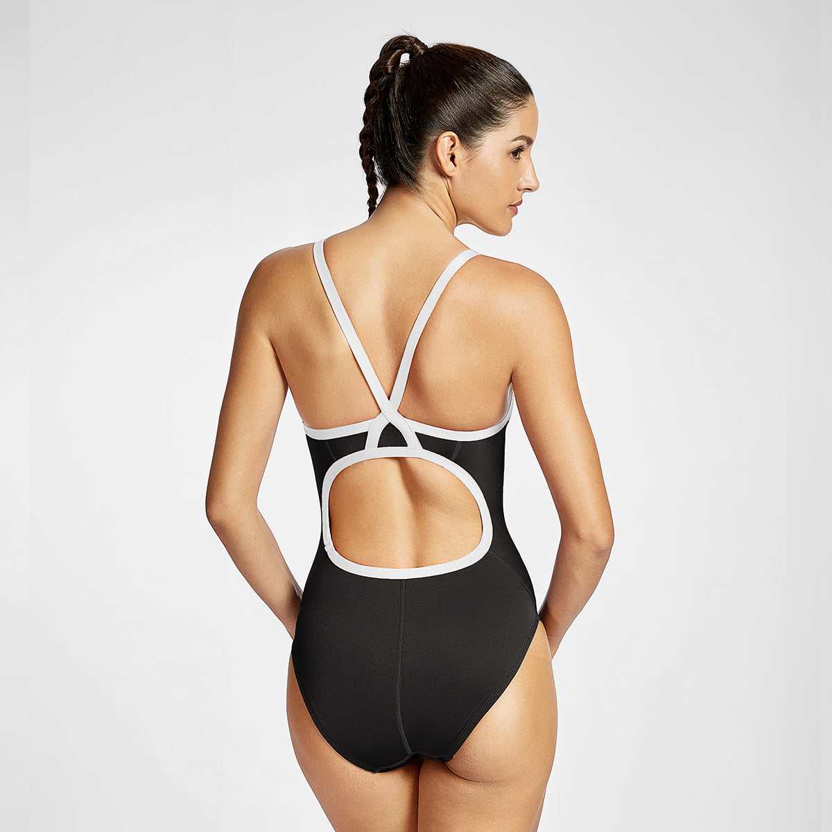 Sleek Solid Elite Training Athletic One Piece Swimsuit
