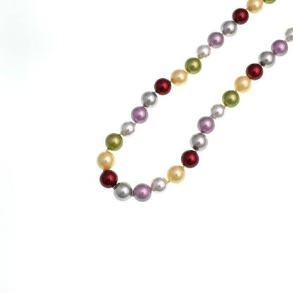 10MM Multi Color Cultured Pearl Necklace with Sterling Silver Clasp
