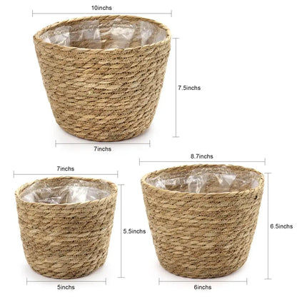 Decorative Woven Planter with Plastic Liner