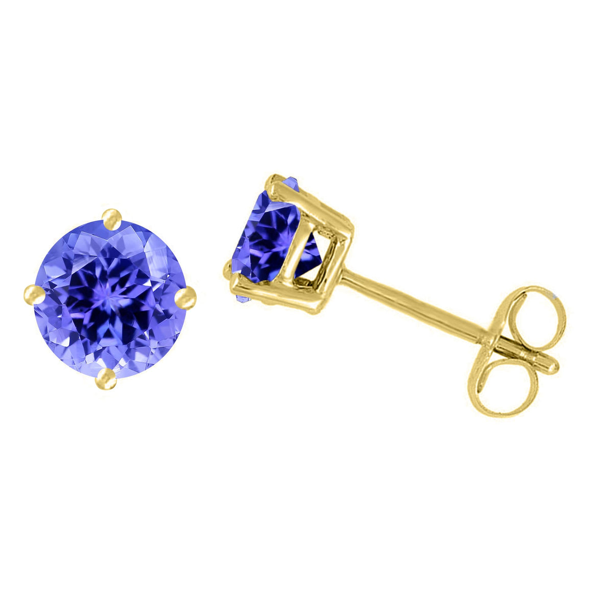 Gold Over Sterling Silver 1.0CT Natural Tanzanite Stud Earrings