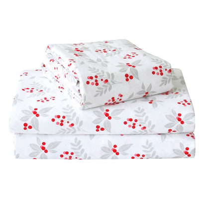 Elegant Comfort 4-Piece Holiday Cotton Flannel Sheet Set - 100% Turkish Cotton