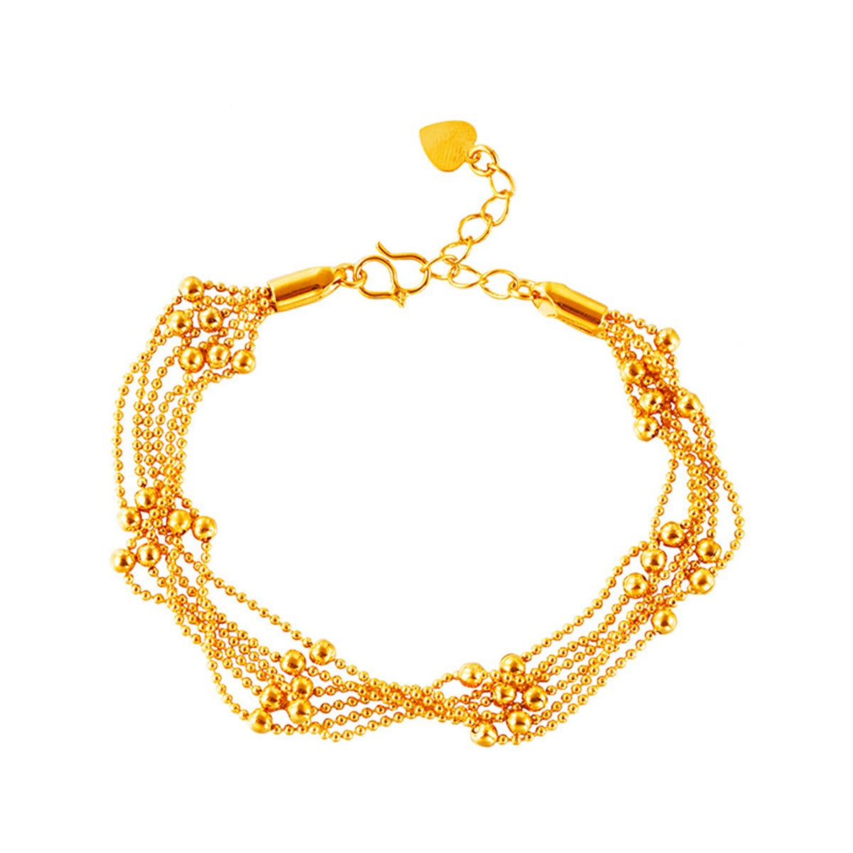 24k Goldtone Round Bead Layered Station Bracelet