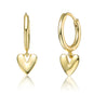 14k Yellow Gold Plated Heart Dangling Earrings