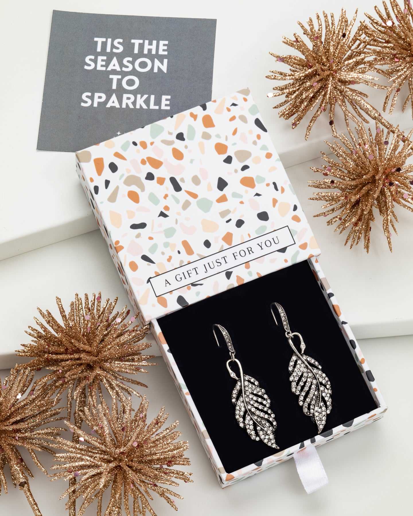 Don’t AsK Crystal Feather Earrings – Dainty Sparkling Design