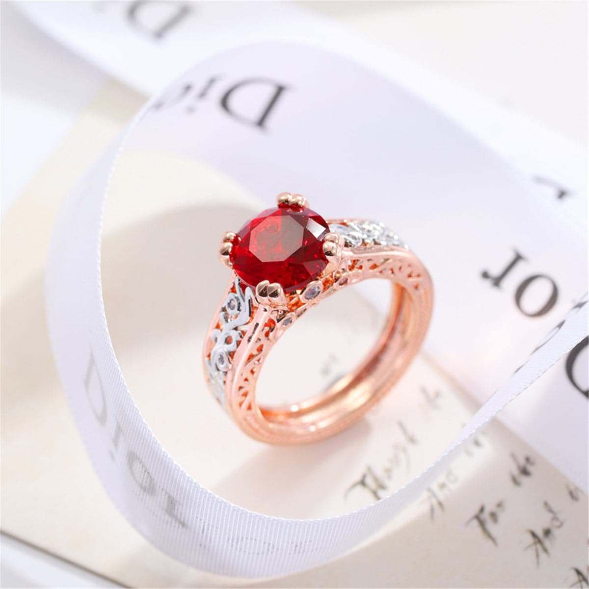 Crystal & Two-Tone Cocktail Ring