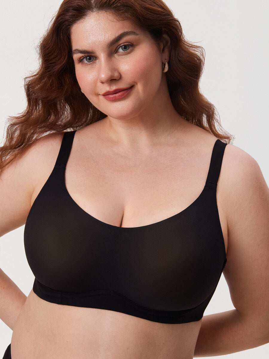 Sheer Double-Layer Mesh Full Coverage Underwire Support Bra