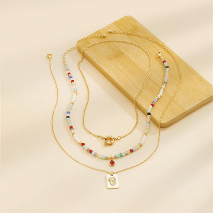 Acrylic & Crystal Pendant Necklace Set