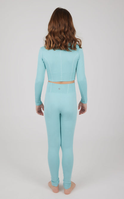 90 Degree by Reflex Girls 2 PC Seamless Ribbed Long Sleeve Top and Legging Set