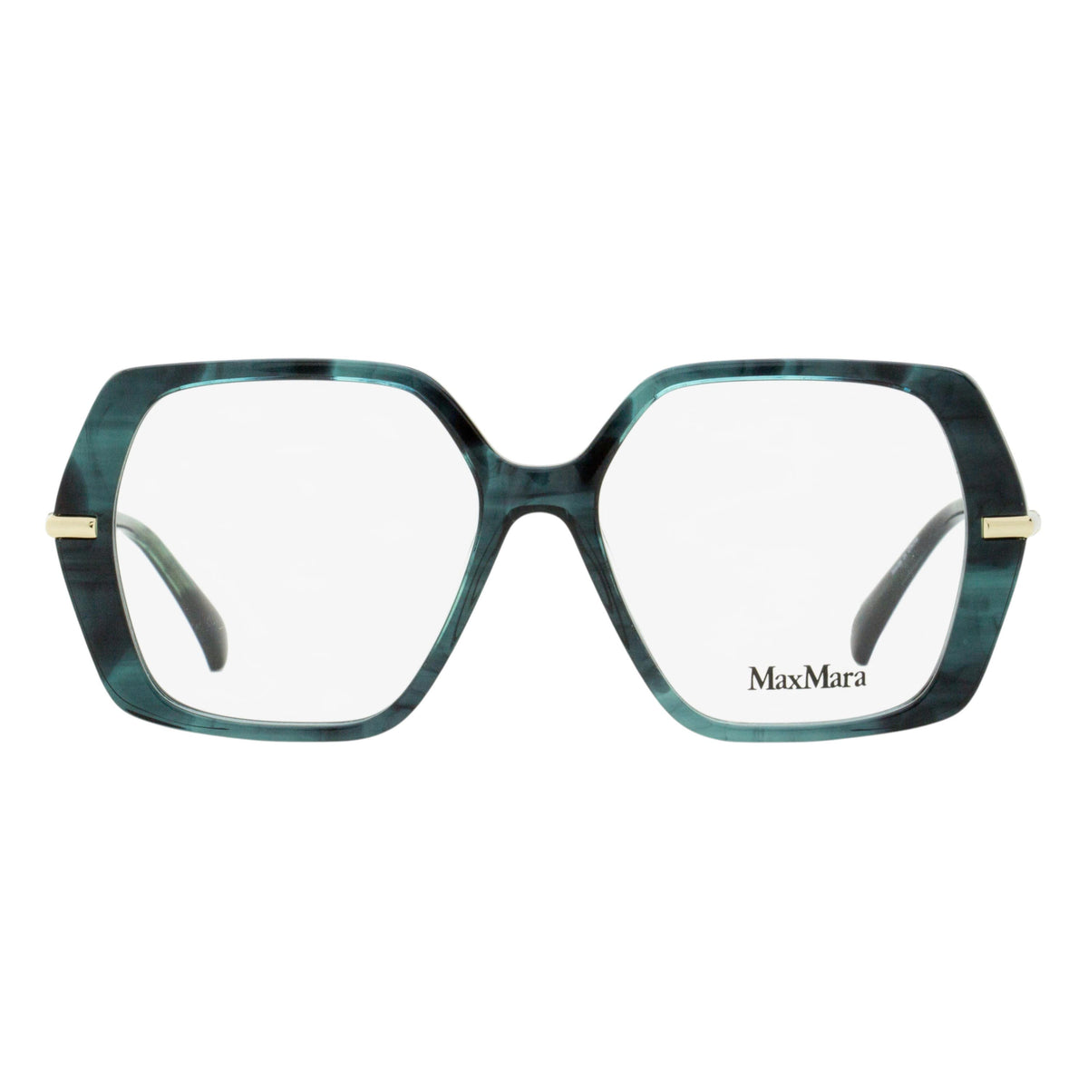 Max Mara Geometric Eyeglasses MM5175 001 Black/Gold 52mm