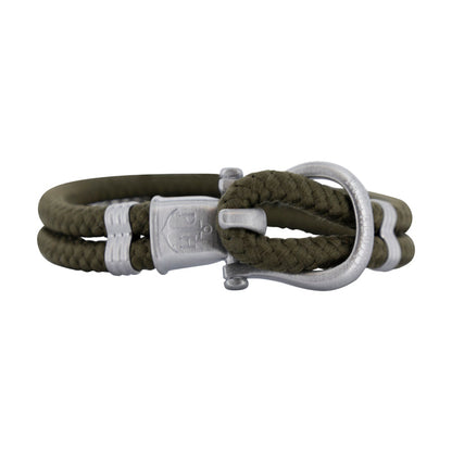 Phinity Rope Bracelet For Men Silver Green Nylon By Paul Hewitt Size Large