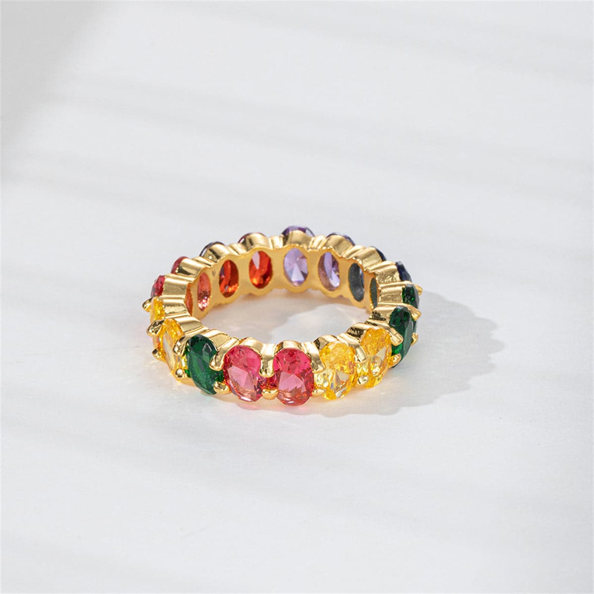Blue Multicolor Crystal & Goldtone Rainbow Band