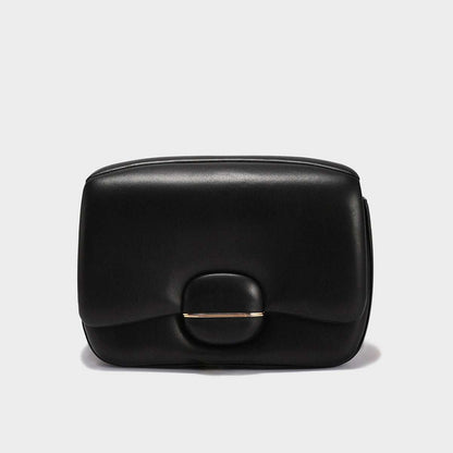 Structured Buckle Leather Shoulder Bag