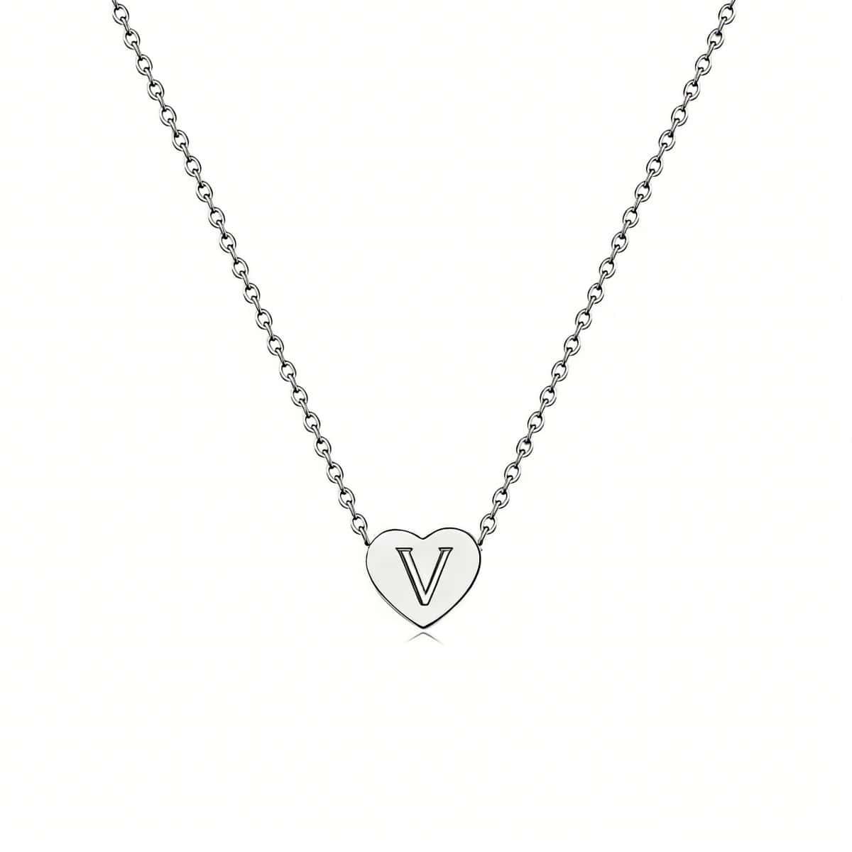 Dainty Initial Heart Necklace Personalized 26 Letters Available